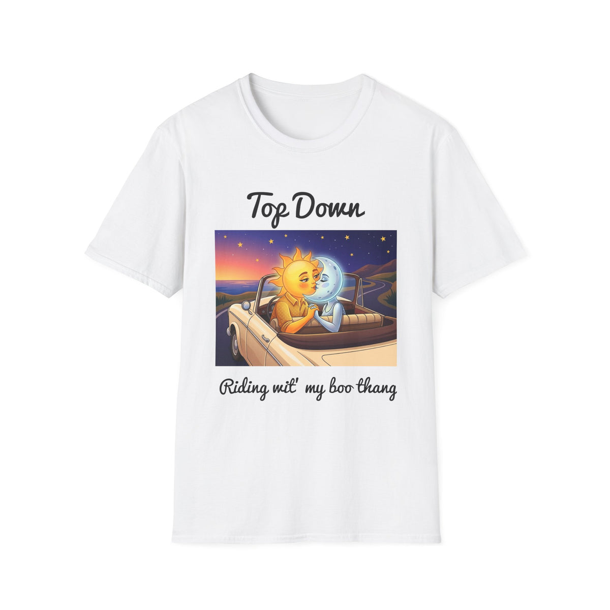 Top Down Sun & Moon Graphic T-Shirt — 'Top Down' Convertible Cruise Tee